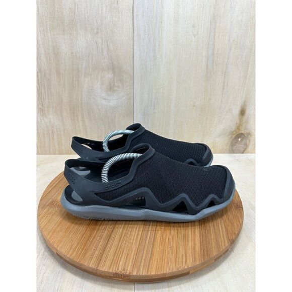 Crocs Swiftwater Black Mesh Deck Sandals Mens Size 8 - Picture 3 of 7